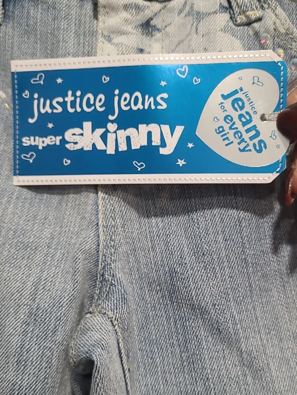 Justice Light Blue White Floral Skinny Jeans with Stud Accents Simply Low 10R